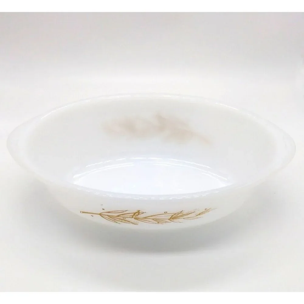 Vintage Glasbake J-235 1Qt White Milk Glass Oval Casserole dish